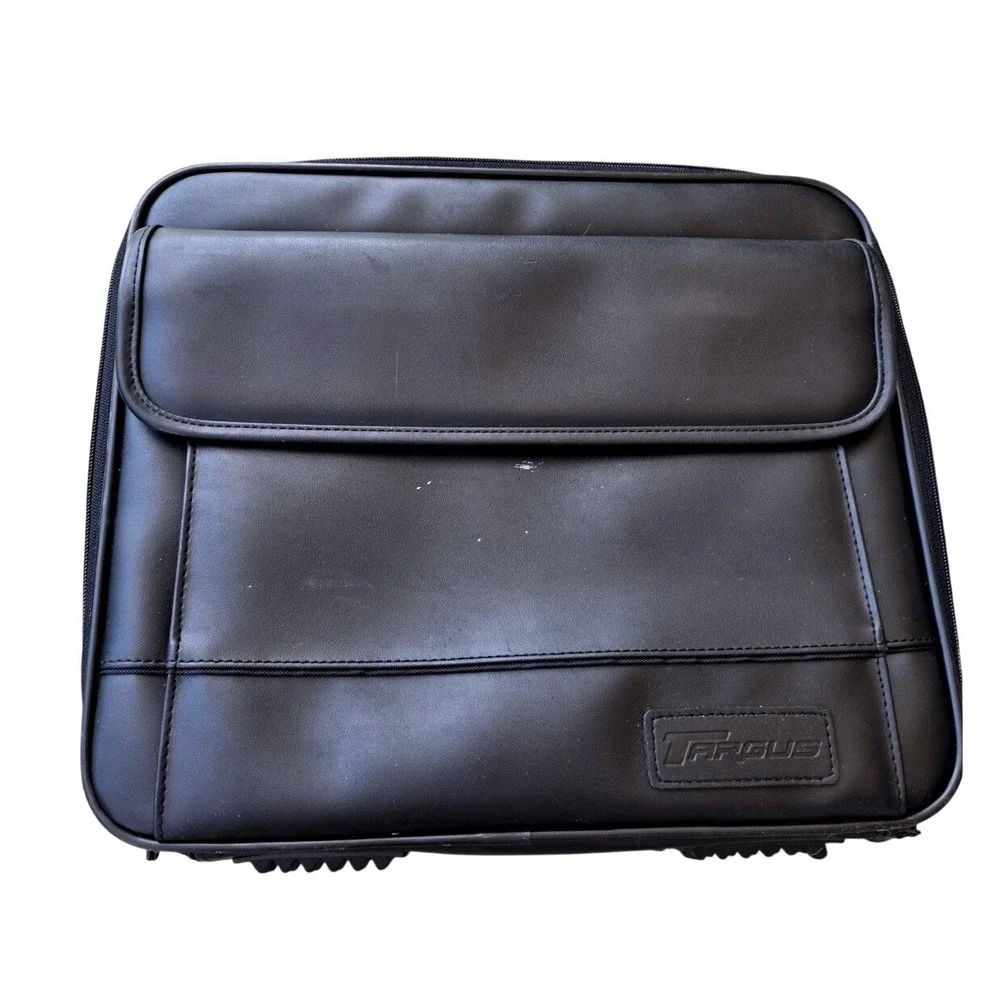 Targus Black Faux Leather Laptop Briefcase Messenger Bag Compartment 15in‎ E3